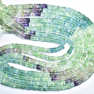 Fluorite Wheel Heishi Beads - 16 Inches - Natural Smooth Multi Color Fluorite Wheel Heishi - Size Is 4 - 4.5 Mm #2559