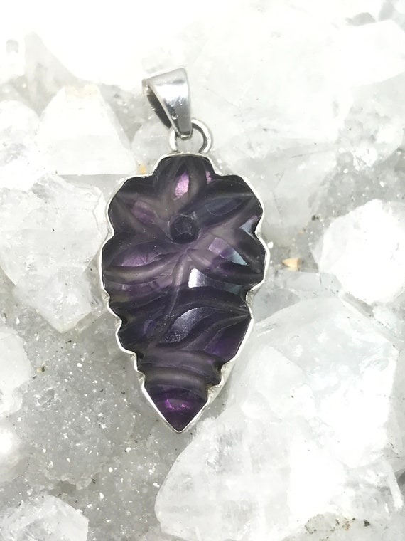Carved Flower Fluorite Pendant Carved Flower Fluorite Pendant