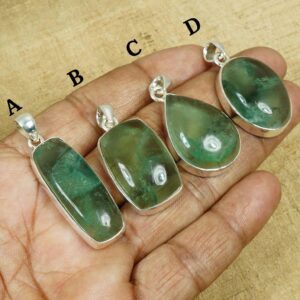 Green Fluorite 925 Sterling Silver Pendant, Polished Gemstone Jewelry