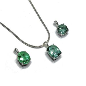 Green Fluorite Pendant Necklace - Sterling Silver