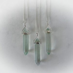 Fluorite Necklace • Green Fluorite Pendant • Sterling Gemstone Point • Healing Crystal Necklace • Layering Necklace • Gemstone Appeal • Gsa