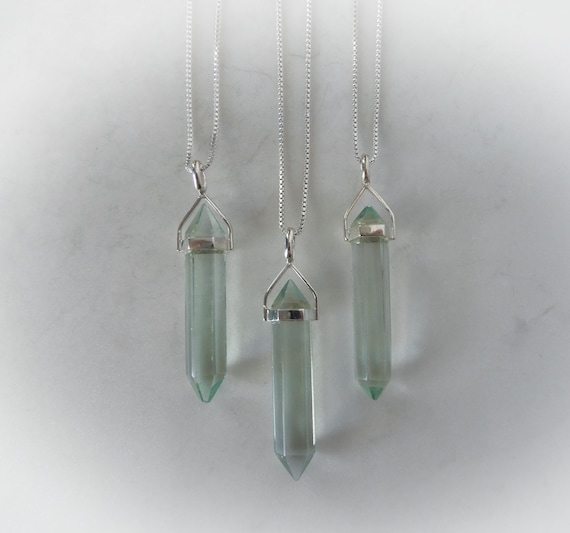 Fluorite Necklace • Green Fluorite Pendant • Sterling Gemstone Point • Healing Crystal Necklace • Layering Necklace • Gemstone Appeal • Gsa