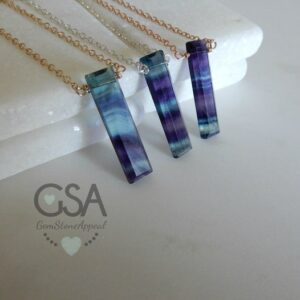 Fluorite Necklace • Multi Fluorite Bar • Customizable Fluorite Gemstone Necklace • Mix Fluorite Gemstone Pendant • Gemstone Appeal • Gsa