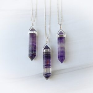 Purple Fluorite Necklace • Sterling Silver Gemstone Point Pendant • Gift For Crystal Lover • Third Eye Chakra Point • Gemstone Appeal • Gsa
