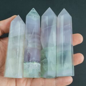 1 Pc Natural Spirit Fluorite Obelisk Tower Point Wand Healing Crystal