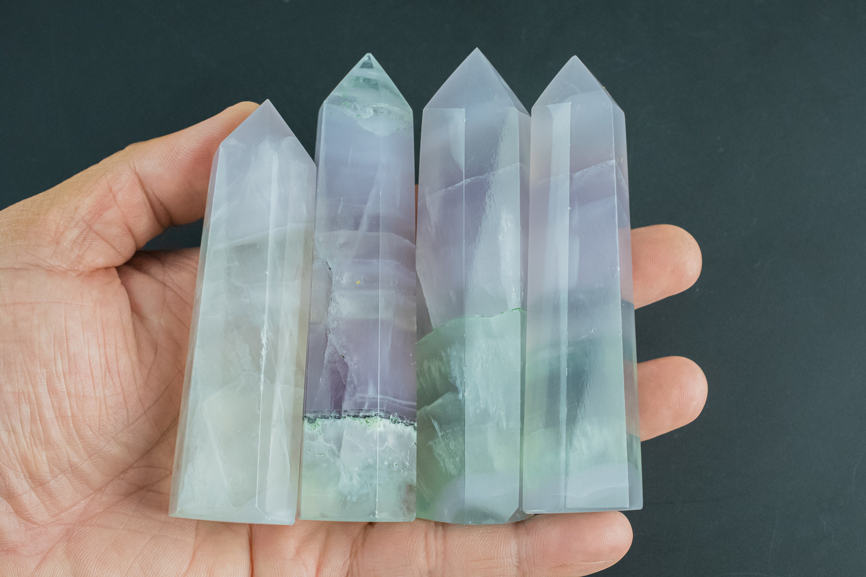 1 Pc Natural Spirit Fluorite Obelisk Tower Point Wand Healing Crystal