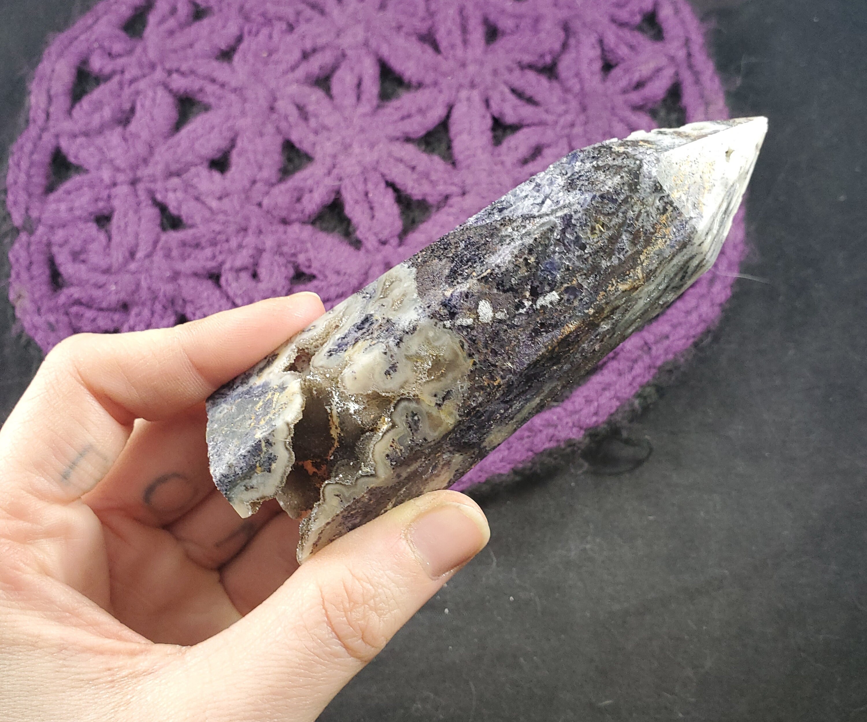 Druzy Sphalerite Polished Self Standing Crystal Purple Fluorite Druzy Vugs Obelisk Generator Stones Crystals Tower