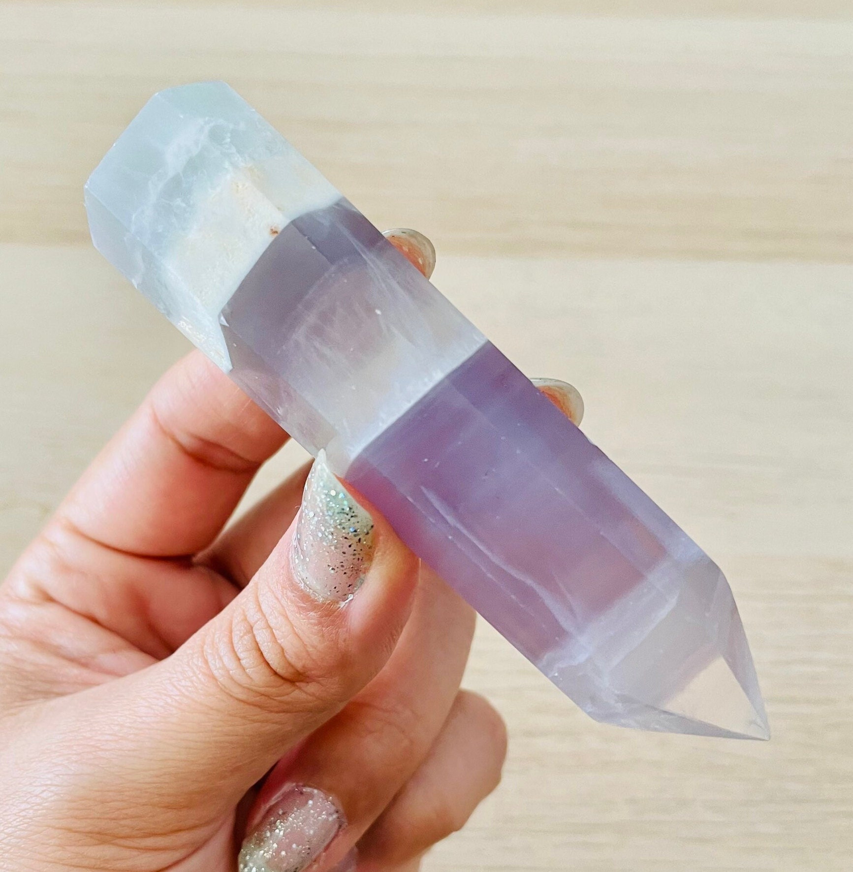 Lavender Fluorite Crystal Point: Snow Purple Tower (82.7g)