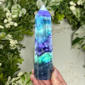 Fluorite Point | 271g | - #11 (Polished Blue Crystal Tower, Throat Chakra, Healing Stone)