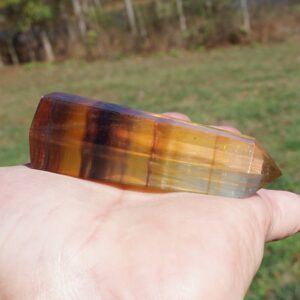 Yellow Banded Fluorite Tower Wand Point - 2.8" x 1" x 3/4" ~ 2 Oz