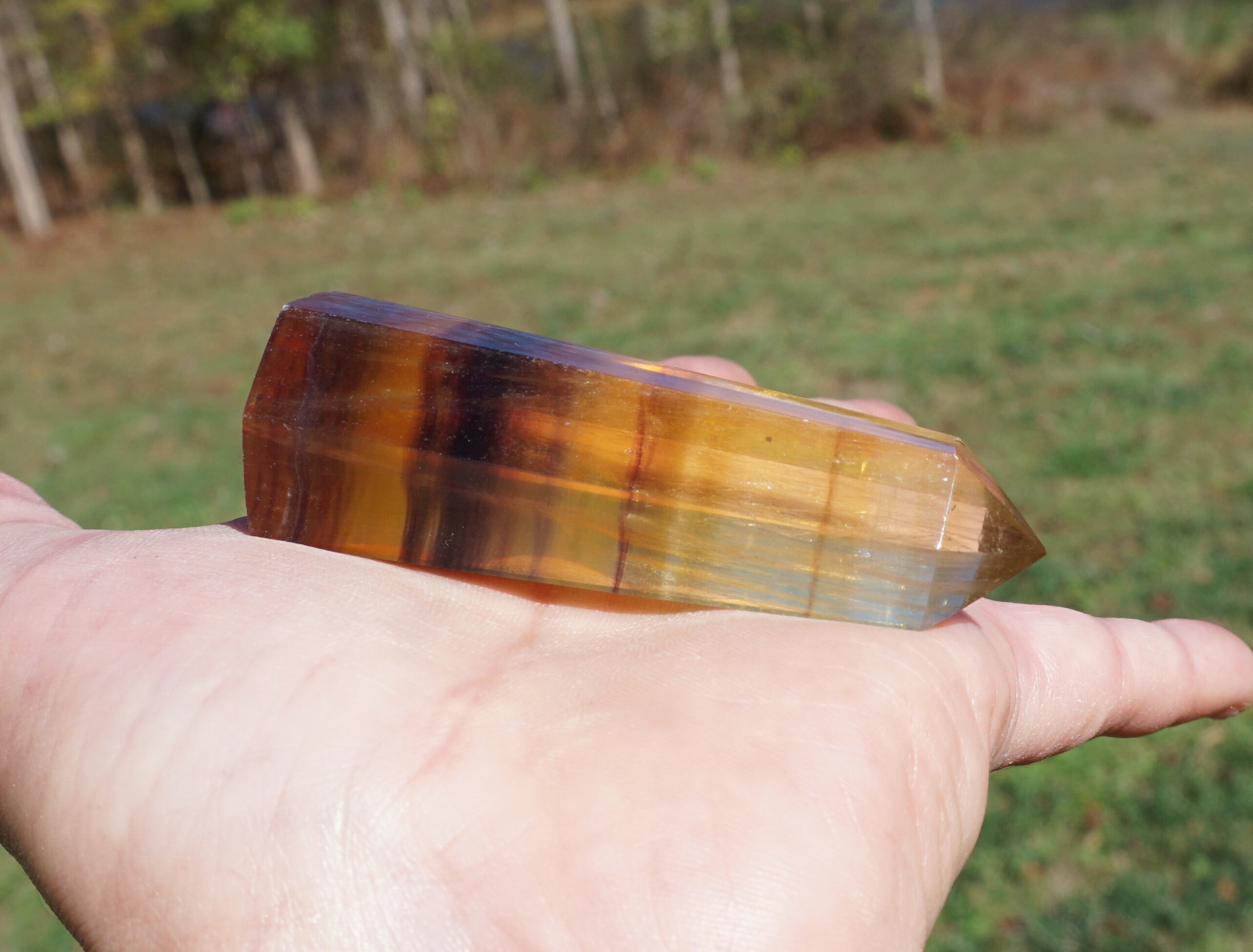 Yellow Banded Fluorite Tower Wand Point - 2.8" X 1" X 3/4" ~ 2 Oz