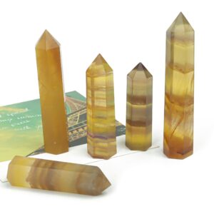 Yellow Fluorite Obelisk Tower Stone – Obelisk Tower Point Crystals – Natural Yellow Fluorite Gemstones – Loose Gemstone - TW1022