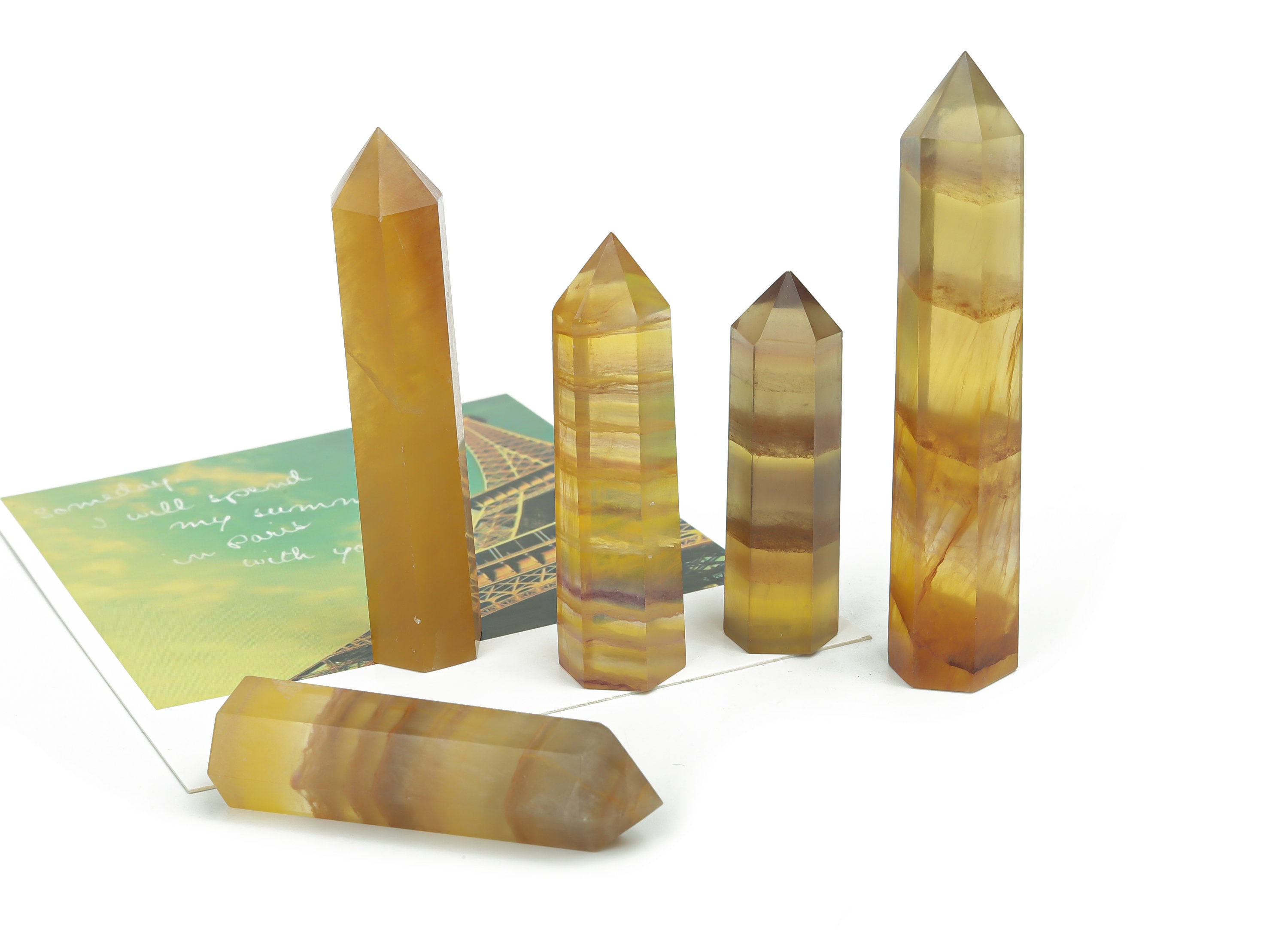 Yellow Fluorite Obelisk Tower Stone – Obelisk Tower Point Crystals – Natural Yellow Fluorite Gemstones – Loose Gemstone - Tw1022