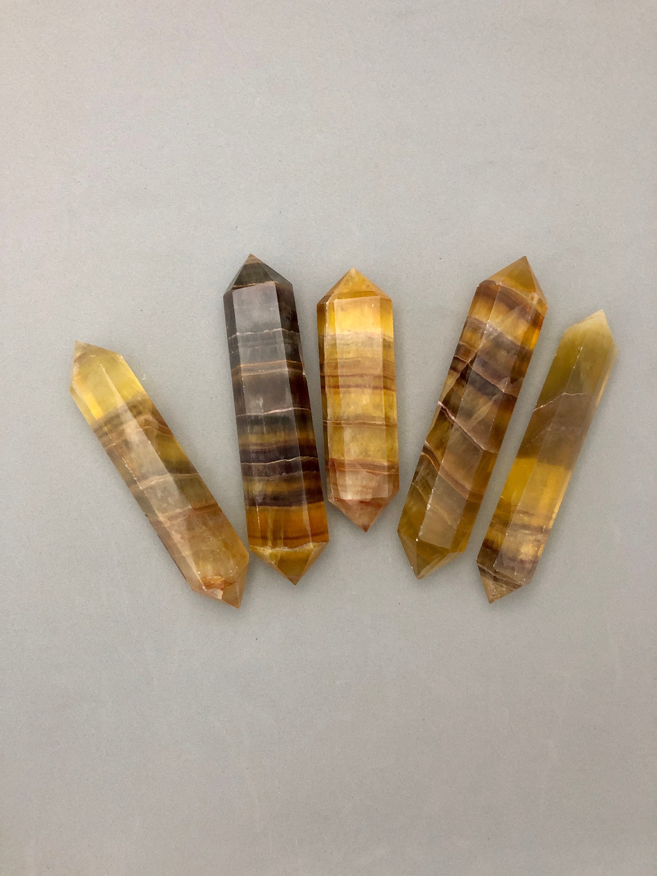 Yellow Purple Fluorite Double Terminated Crystal Point (3 3/8" Long) For Crystal Grids, Crystal Magic, Mental Clarity, Mercury Retrograde