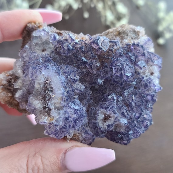3.1" Purple Fluorite Cube Cluster, Large Crystal Specimen For Decor Or Crystal Grids 140fc