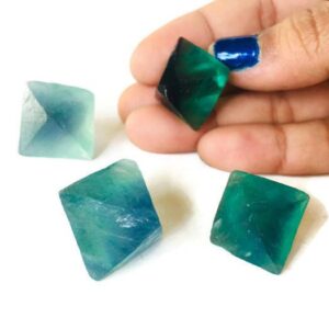 Raw Blue Green Fluorite Octahedron: Natural Crystal Gemstone (25-30 mm) Raw Blue Green Fluorite Octahedron: Natural Crystal Gemstone (25-30 mm)