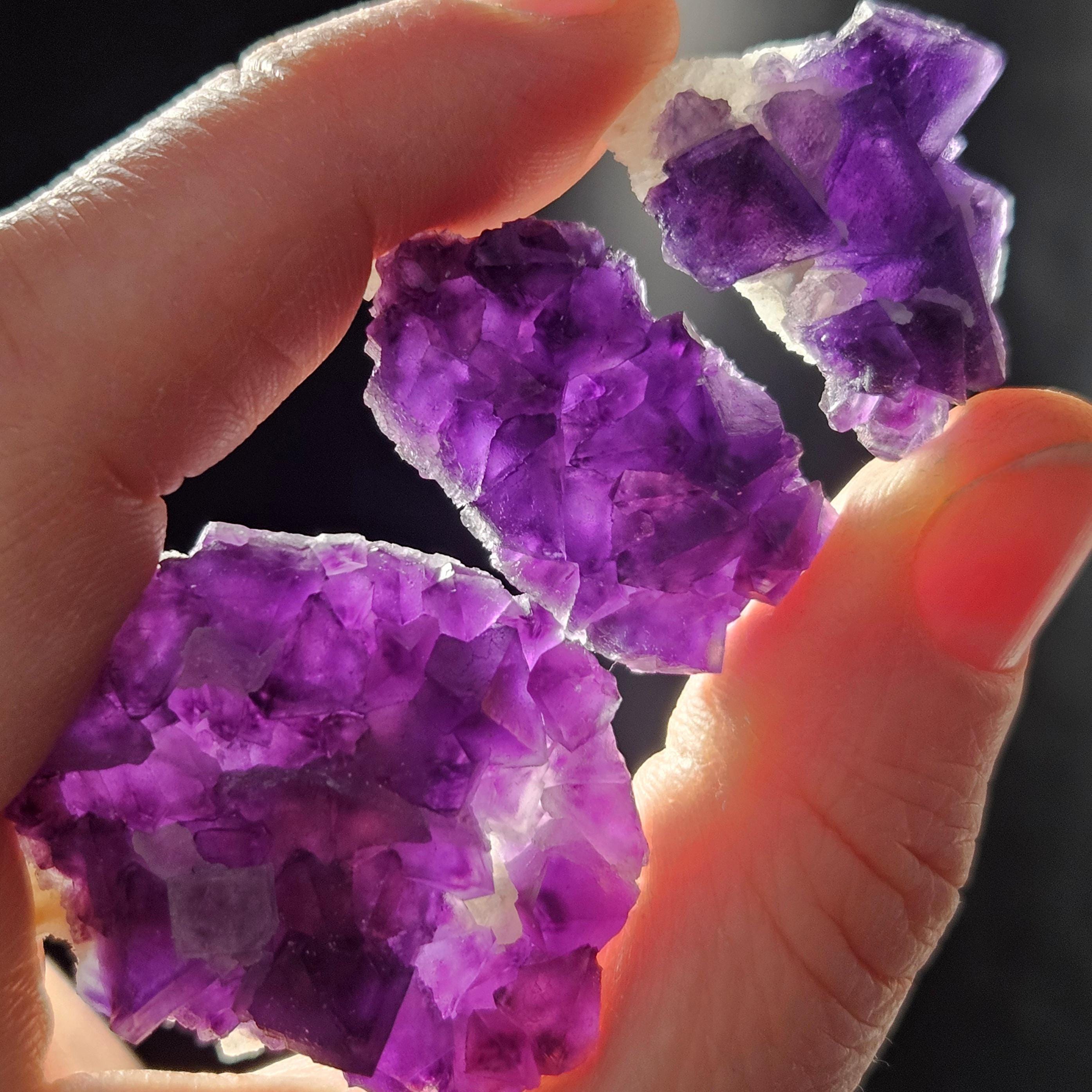 Cubic Purple Fluorite Cluster: Uv Reactive, Violet Fluorite Mineral Specimen Cubic Purple Fluorite Cluster: Uv Reactive, Violet Fluorite Mineral Specimen