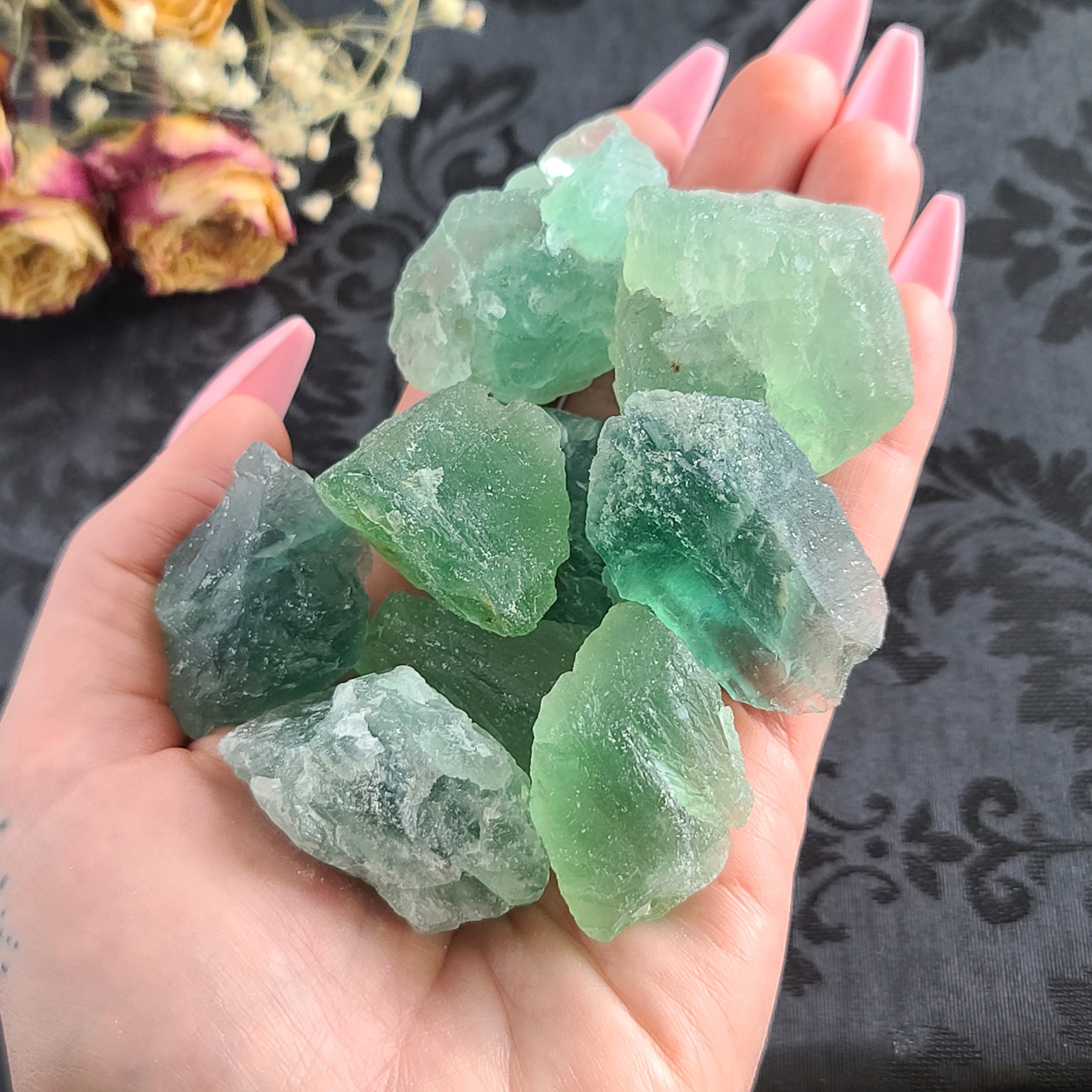 Raw Green Fluorite Crystal Chunks 1"-2", Bulk Lots Of Large Rough Gemstones For Decor Or Crystal Grids Raw Green Fluorite Crystal Chunks 1"-2", Bulk Lots Of Large Rough Gemstones For Decor Or Crystal Grids