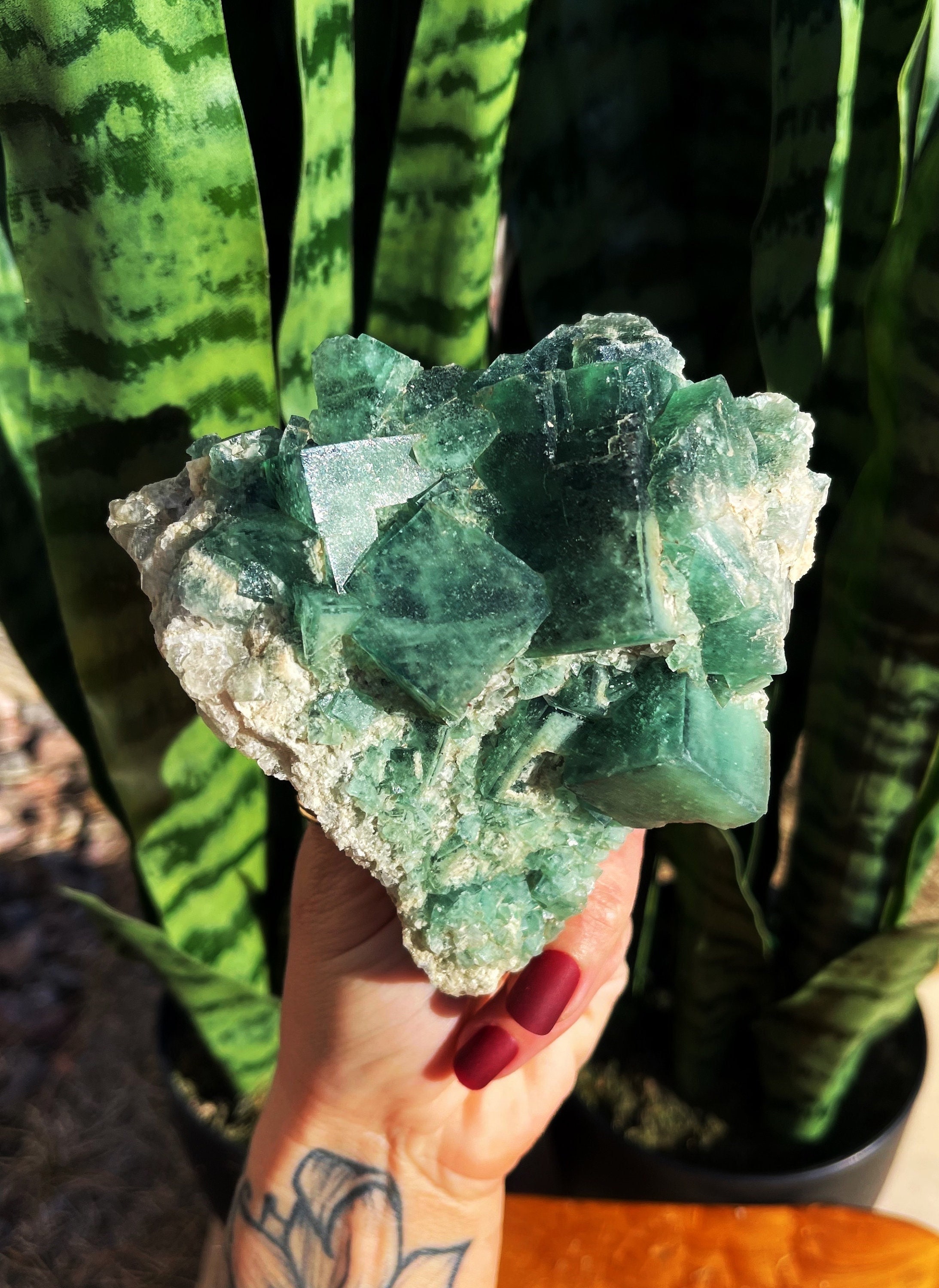 Green Fluorite Cubic Cluster - For Discovering And Fulfilling Your Soul Purpose - Fluorite Crystal - Cubic Fluorite - Healing Crystal