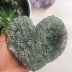 Raw Green Fluorite Heart, Natural Crystal Raw Green Fluorite Heart, Natural Crystal