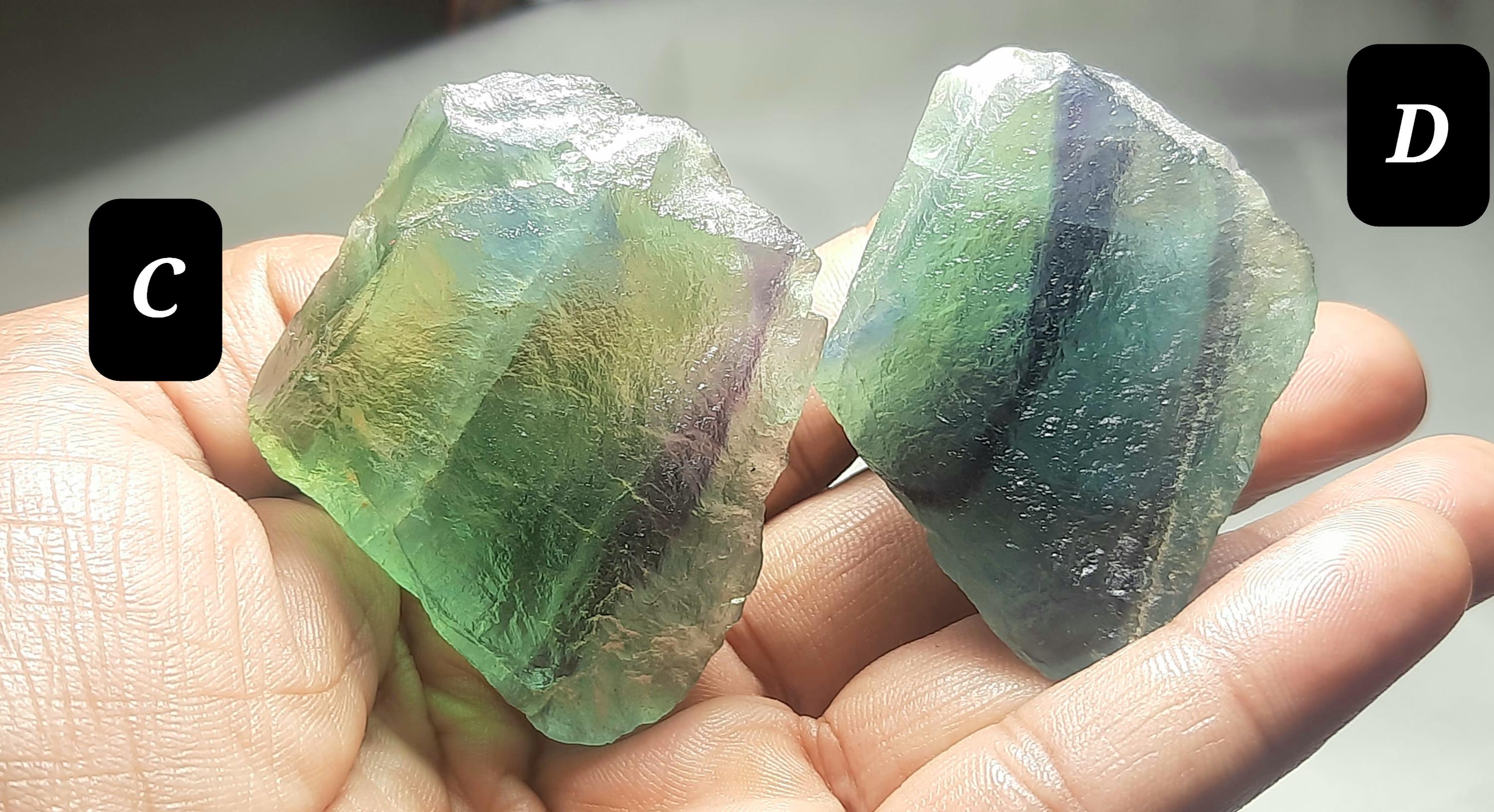 Natural Flourite Rough Gemstone: Green & Blue Specimens
