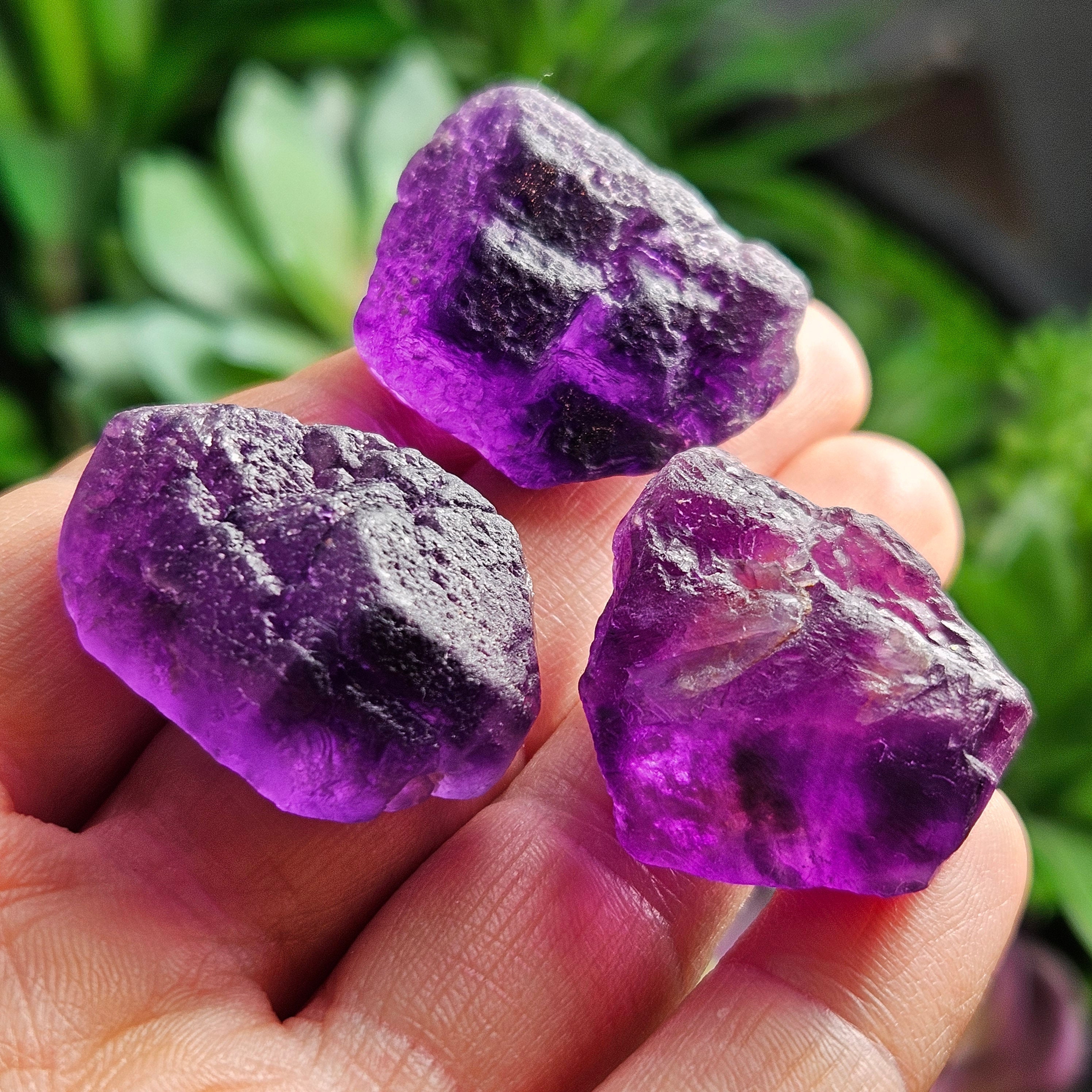 Raw Purple Fluorite Crystal Specimen: Color Zoned Himalayan Crystal