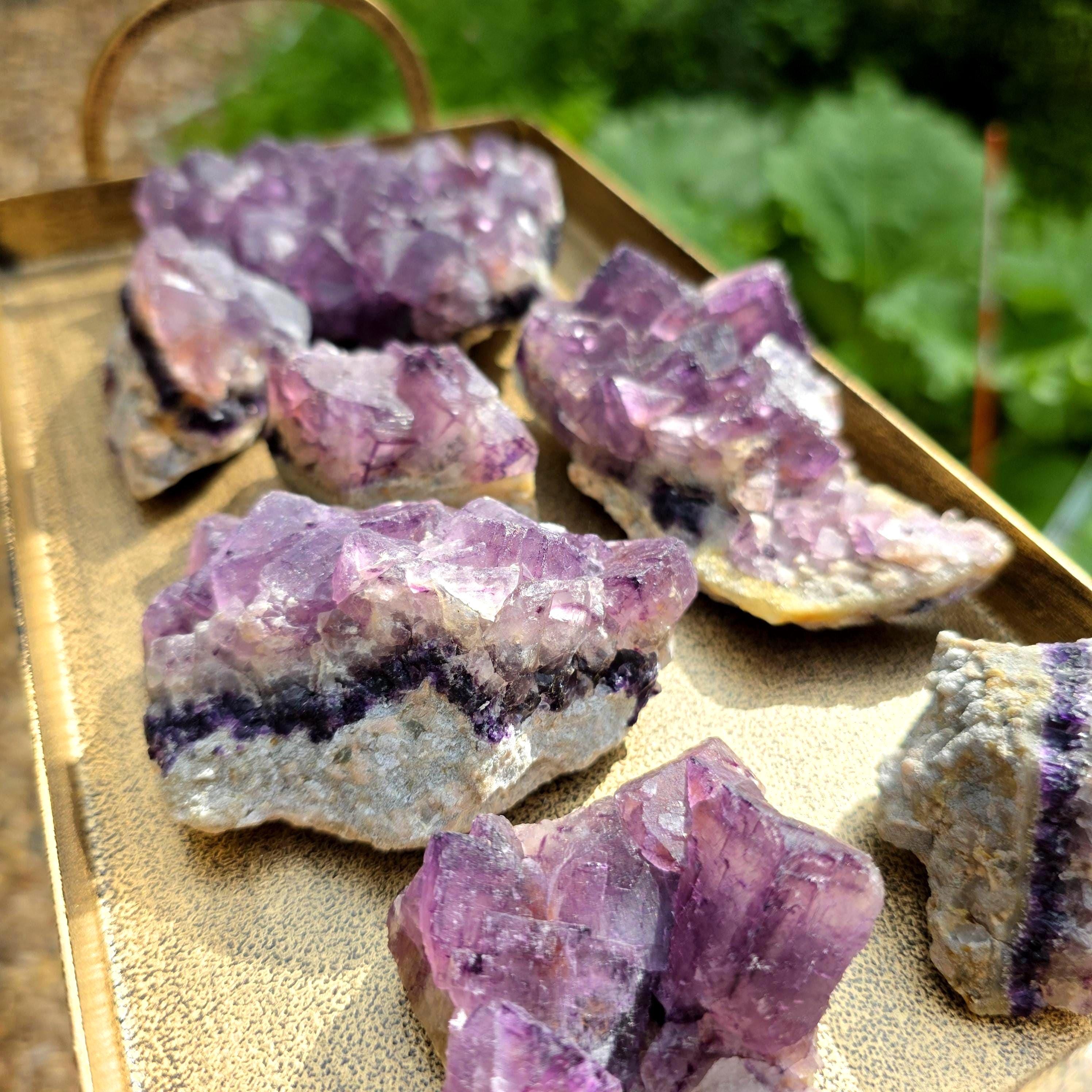 Purple Cubic Fluorite Crystal, Color Zoned Fluorite Cluster Specimen Purple Cubic Fluorite Crystal, Color Zoned Fluorite Cluster Specimen