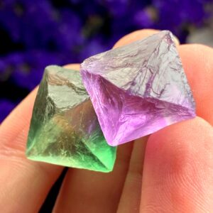 Purple & Green Fluorite Pair Of Octahedrons, Raw Fluorite Crystals, China Mined