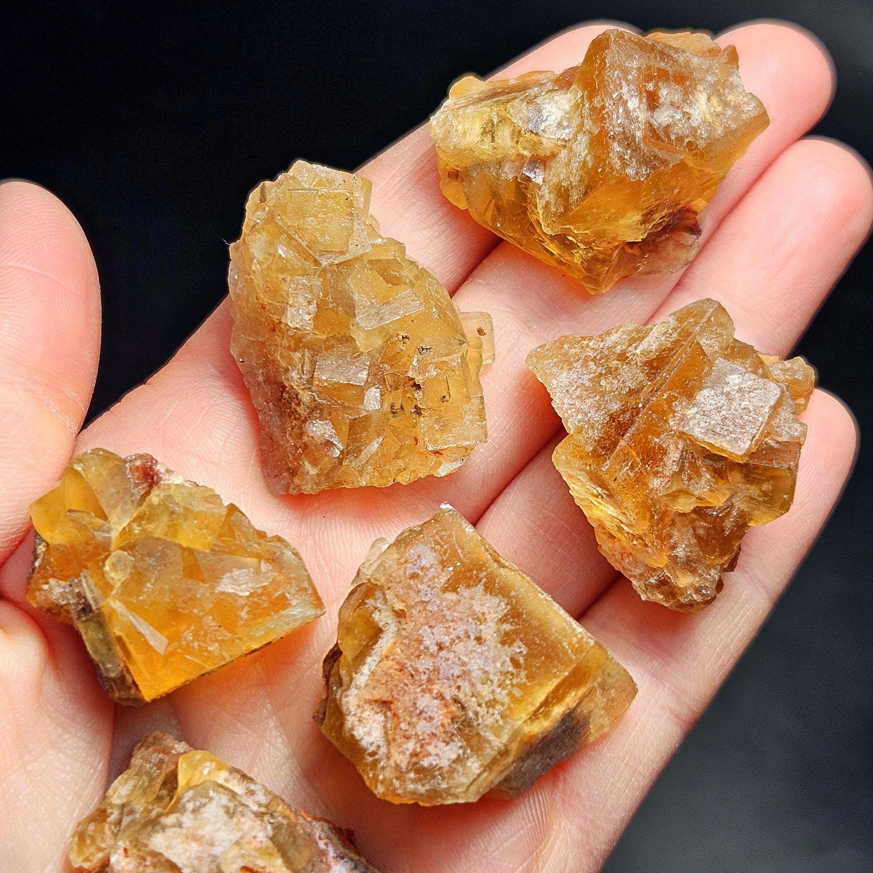 Yellow Cubic Fluorite Specimen: Golden Translucent Crystal Cluster From Morocco Yellow Cubic Fluorite Specimen: Golden Translucent Crystal Cluster From Morocco