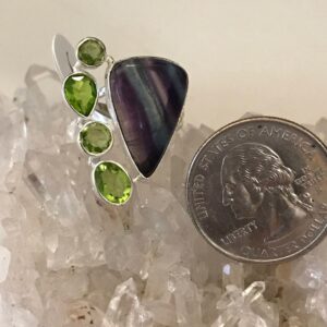 Abstract Fluorite and Crystal Ring, Size 6 Abstract Fluorite and Crystal Ring, Size 6