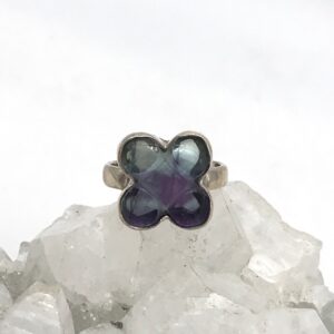 Abstract Carved Fluorite Ring Size 6 1/2 Abstract Carved Fluorite Ring Size 6 1/2