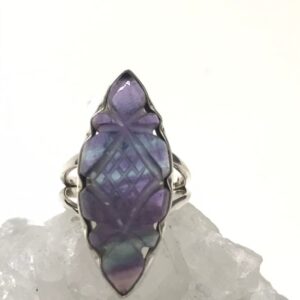 Abstract Carved Fluorite Ring Size 7 Abstract Carved Fluorite Ring Size 7