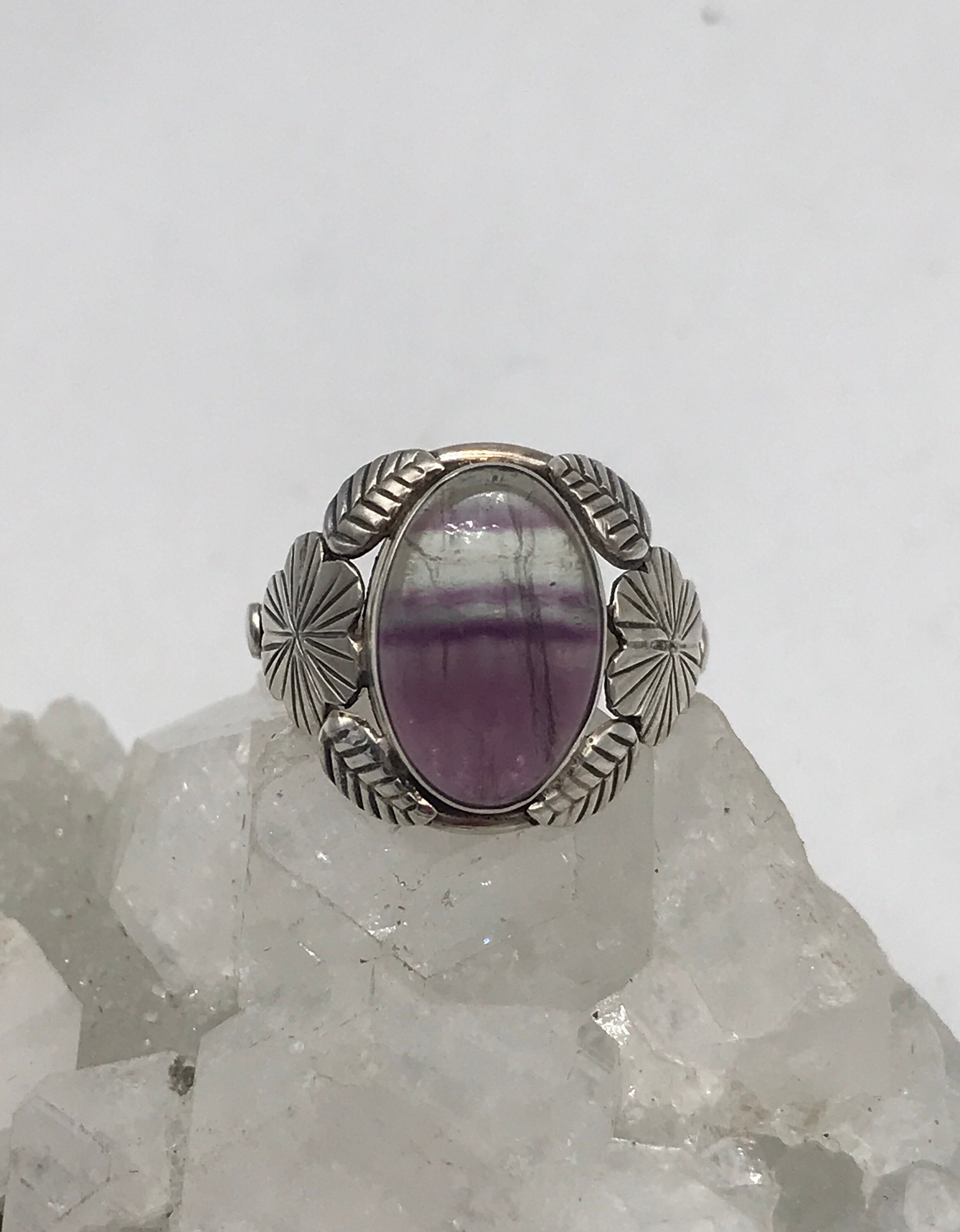 Abstract Fluorite Ring Size 8 1/2