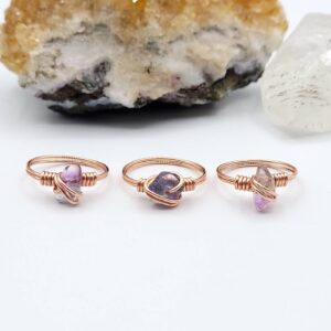 Fluorite Ring In Copper , Crystal For Focus, Peace, And Organization