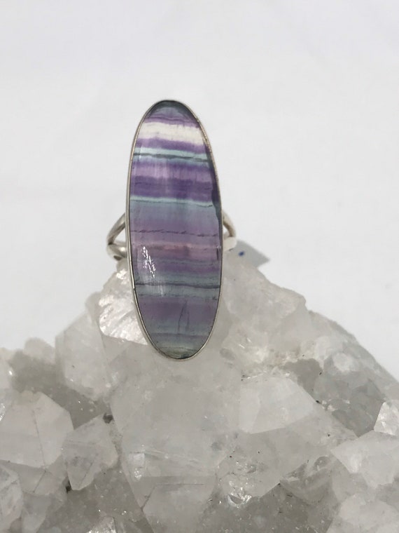 Fabulous Oval Fluorite Ring Size 7 1/2