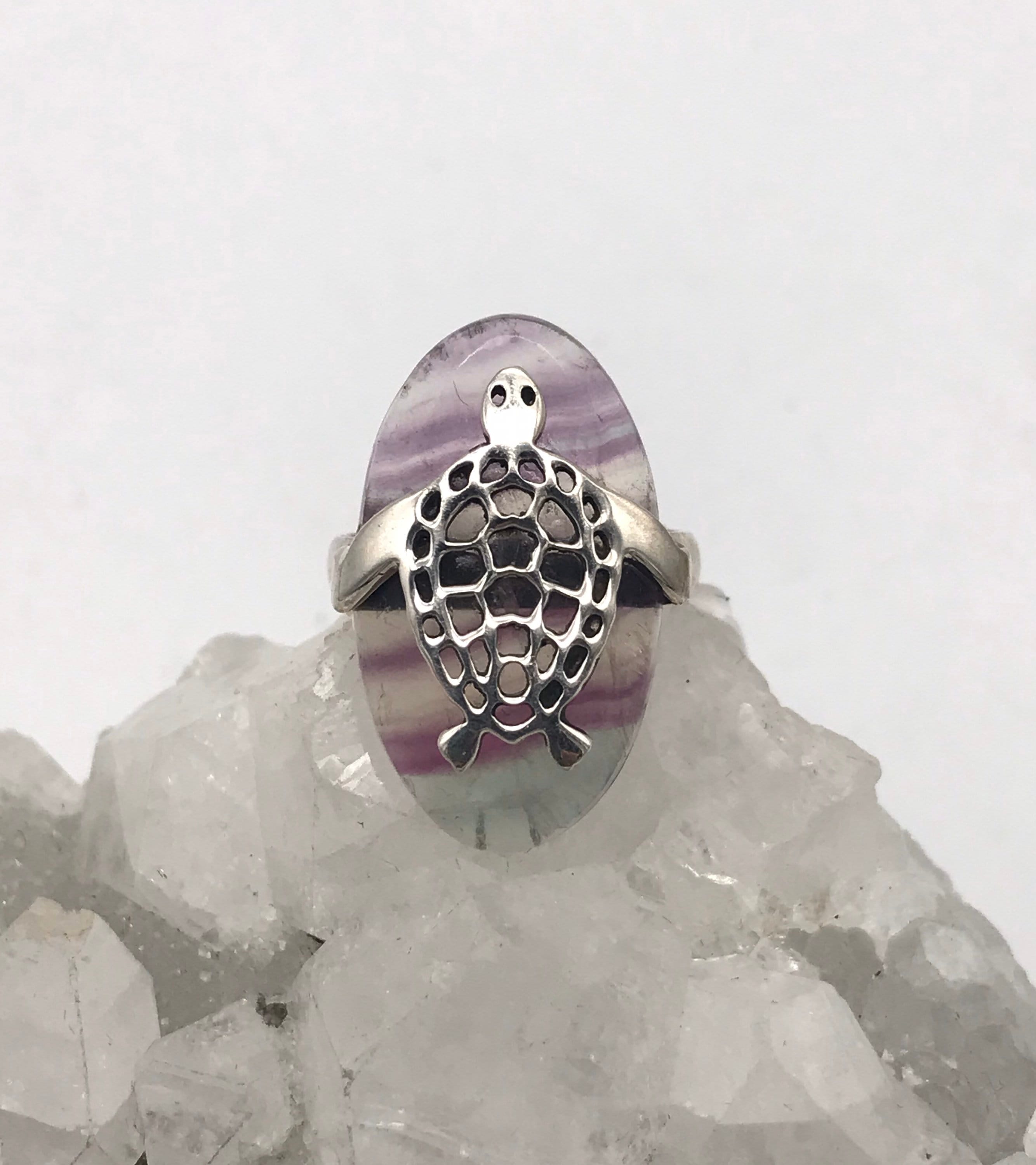 Fabulous Fluorite Turtle Ring Size 7 1/2