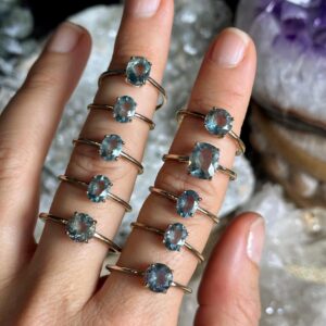 Faceted Green And Blue Fluorite Ring, .925 Sterling Silver Ring Faceted Green And Blue Fluorite Ring, .925 Sterling Silver Ring