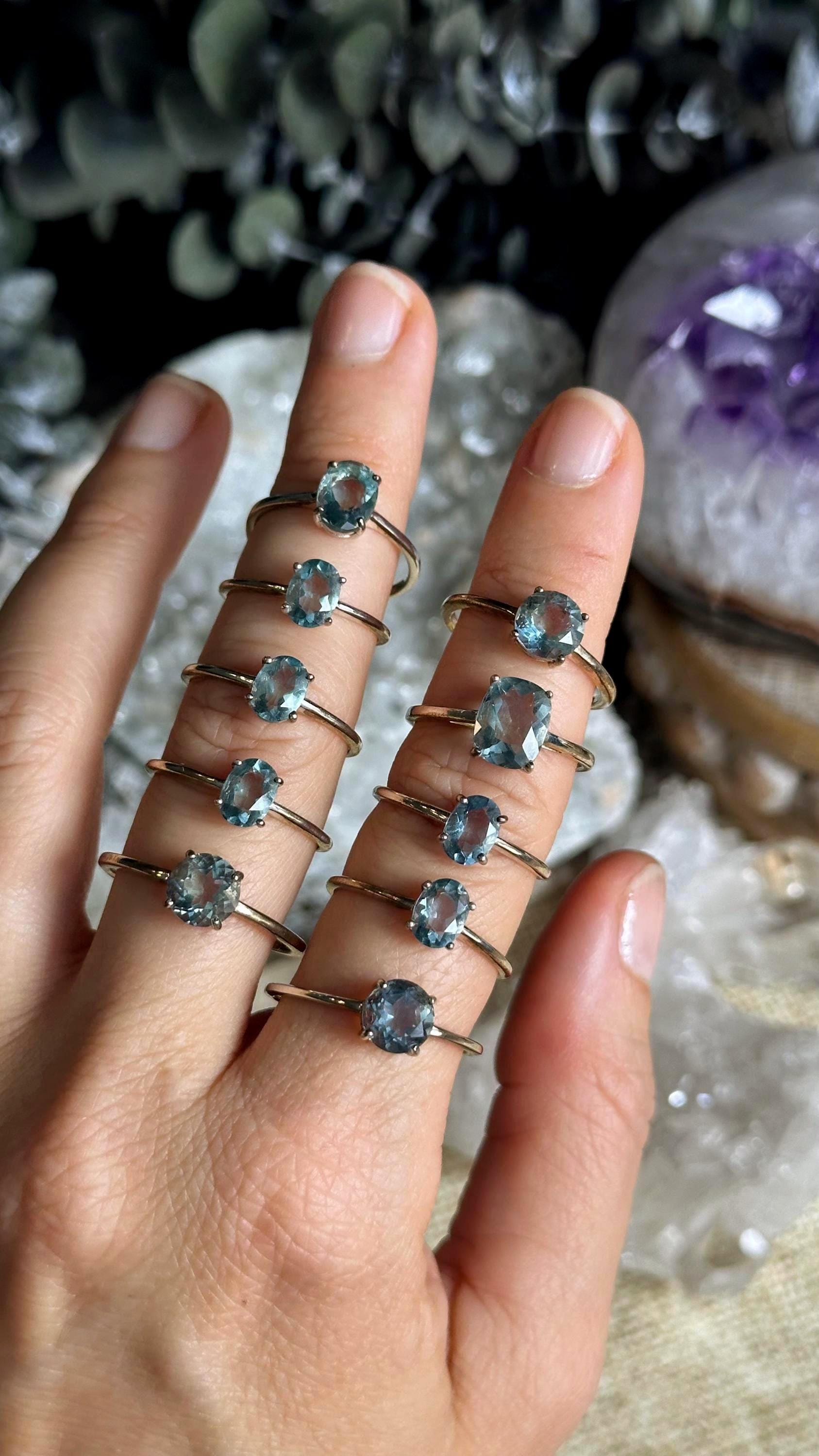 Faceted Green And Blue Fluorite Ring, .925 Sterling Silver Ring