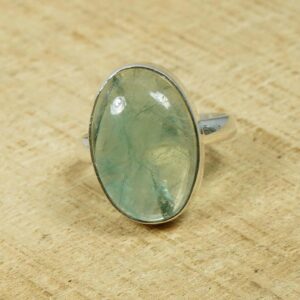 Green Fluorite Ring: Oval Gemstone, 925 Sterling Silver, Handmade Green Fluorite Ring: Oval Gemstone, 925 Sterling Silver, Handmade