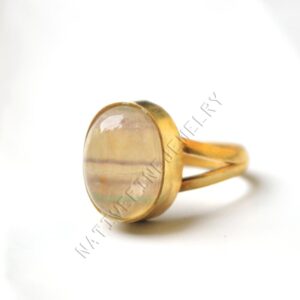 Handmade Fluorite Gemstone Ring: Sterling Silver, 18k Gold Plated Handmade Fluorite Gemstone Ring: Sterling Silver, 18k Gold Plated