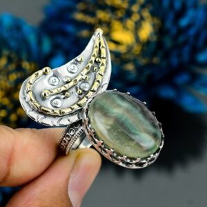 Handmade Multi Fluorite 925 Sterling Silver Adjustable Ring Handmade Multi Fluorite 925 Sterling Silver Adjustable Ring