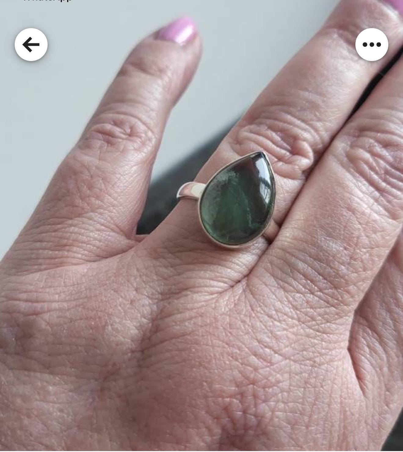 Handmade Pear Green Fluorite Ring: 925 Sterling Silver Gemstone Jewelry