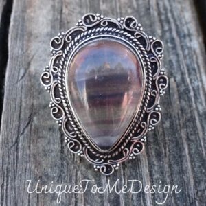 Handmade Sterling Silver Fluorite Statement Ring - Size 9 Handmade Sterling Silver Fluorite Statement Ring - Size 9