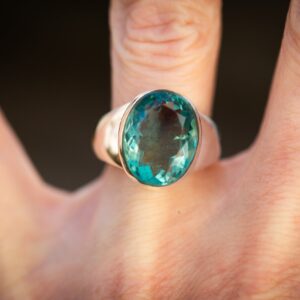 Natural Blue Green Fluorite Sterling Silver Ring - Size 6.5 Natural Blue Green Fluorite Sterling Silver Ring - Size 6.5