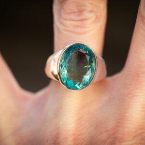 Natural Blue Green Fluorite Sterling Silver Ring - Size 6.5 Natural Blue Green Fluorite Sterling Silver Ring - Size 6.5