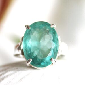 Oval Blue-green Fluorite Ring: Sterling Silver Gemstone, Size 8.5 Oval Blue-green Fluorite Ring: Sterling Silver Gemstone, Size 8.5