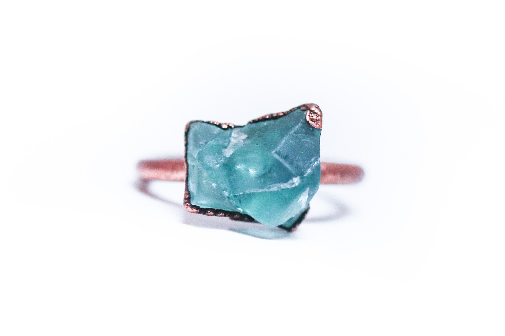 Raw Fluorite Ring | Green Fluorite Ring | Fluorite Crystal Ring | Electroformed Fluorite Ring | Fluorite Healing Crystal Jewelry