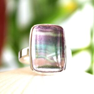 Rectangular Purple Fluorite Sterling Silver Ring - Size 6.5-7 Rectangular Purple Fluorite Sterling Silver Ring - Size 6.5-7