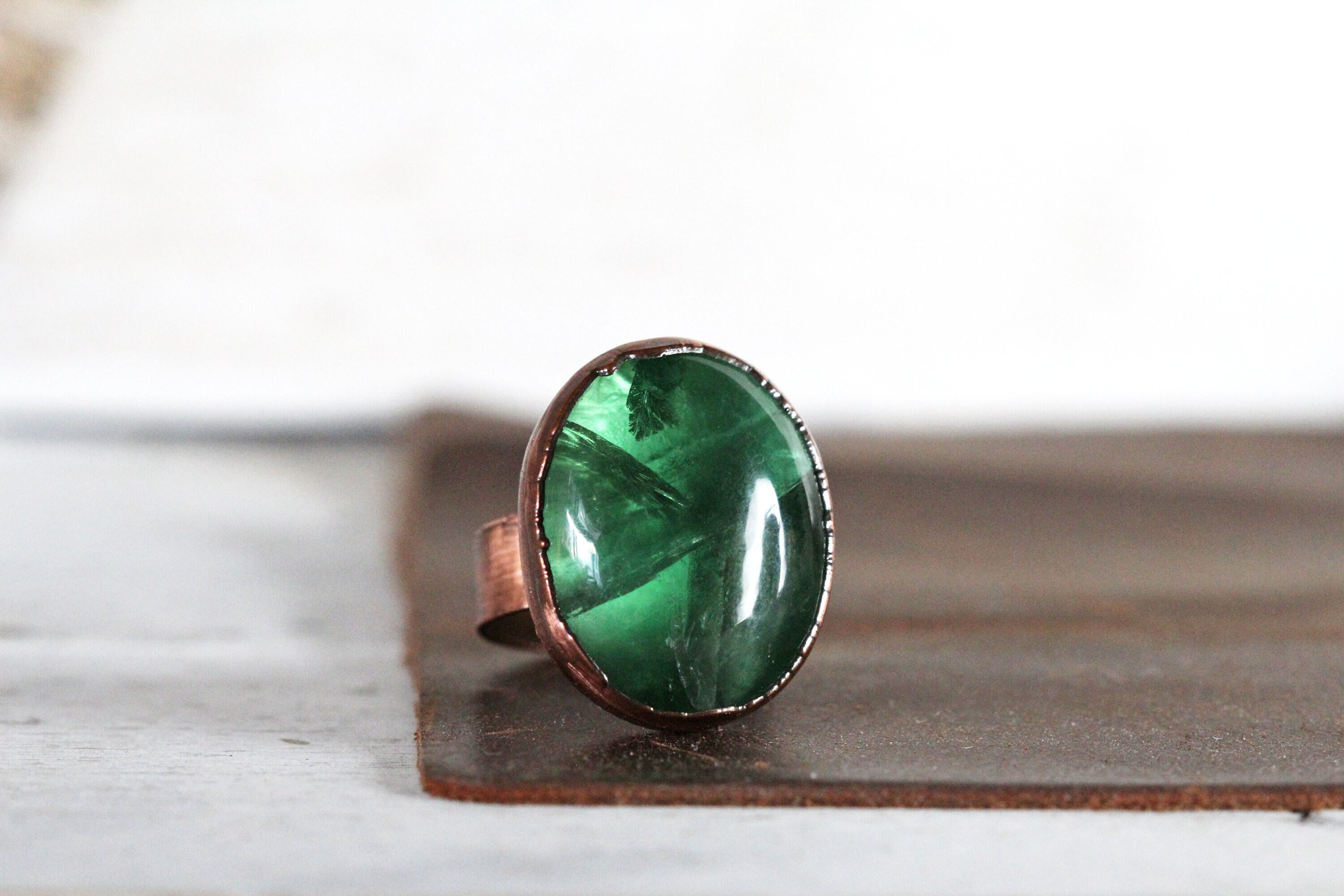 Fluorite Ring - Size 8 1/4 - Large Crystal Ring - Green Fluorite Jewelry Fluorite Ring - Size 8 1/4 - Large Crystal Ring - Green Fluorite Jewelry