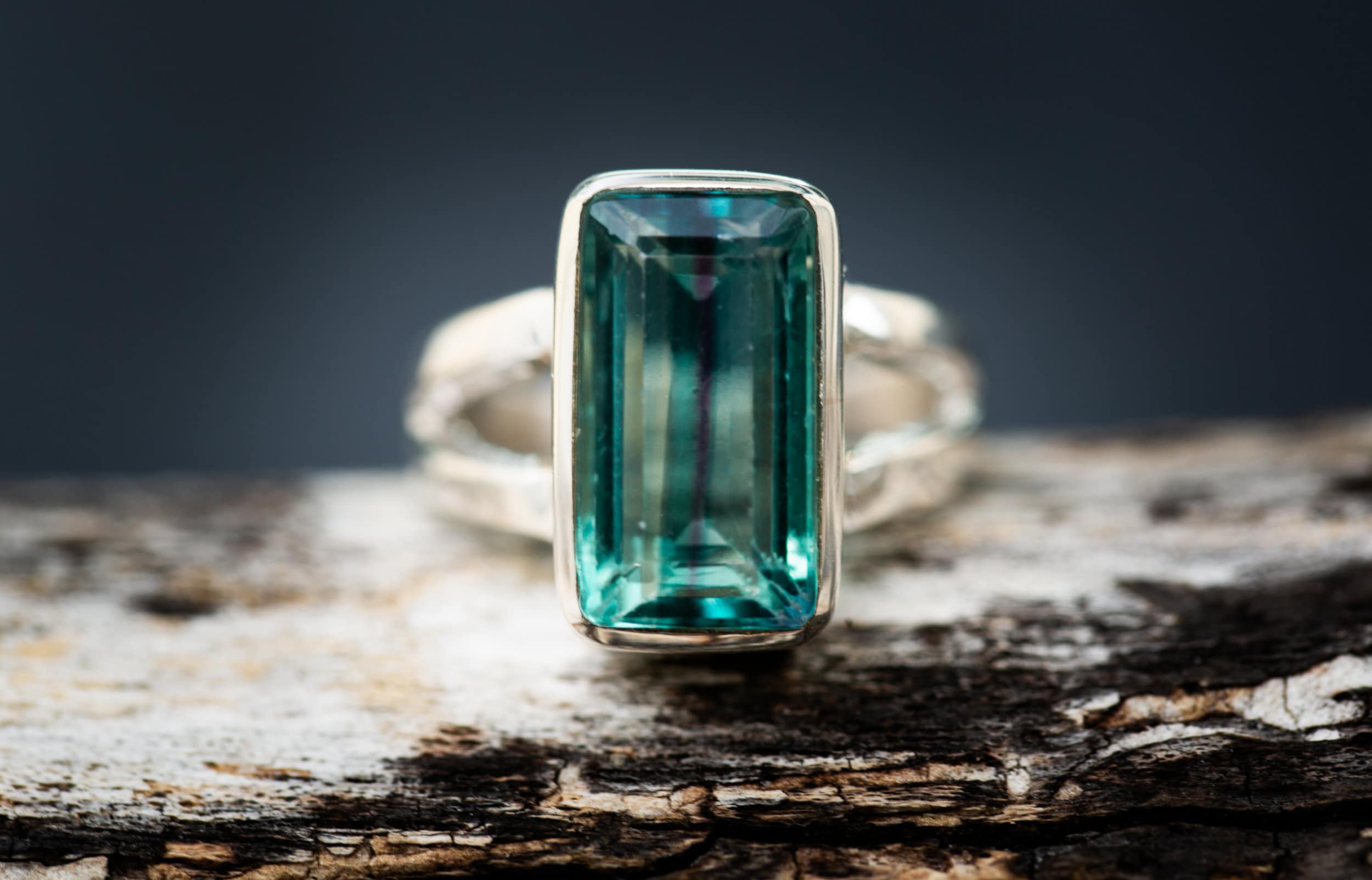 Sterling Silver Faceted Fluorite Ring - Blue Green Jewelry, Size 7.5